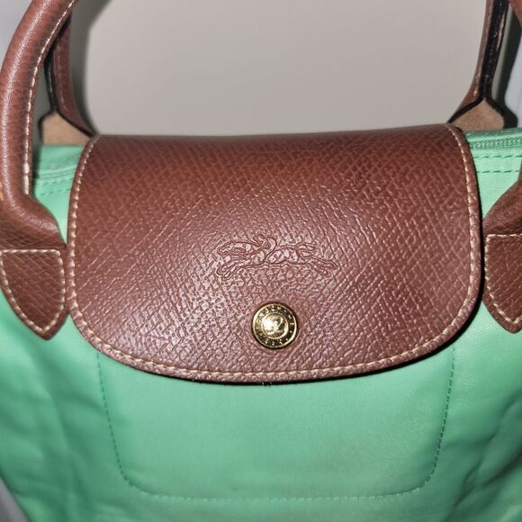 LONGCHAMP Li Pliage Classic Original S Bright Green Handle Foldable Tote Bag - Picture 5 of 16